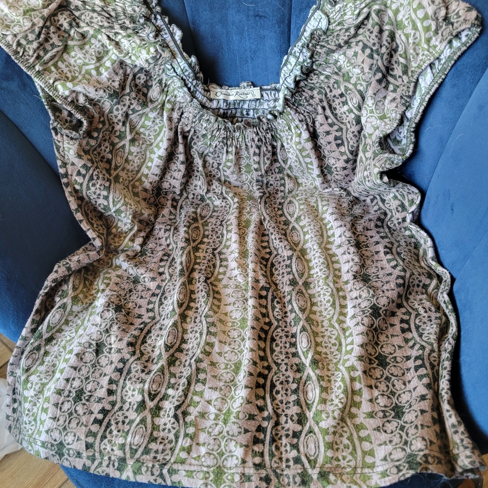Claudia Richard Green Patterned Blouse
